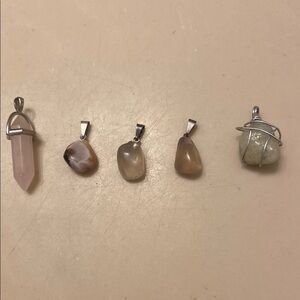 Elegant Silver and Stone Pendant Set
